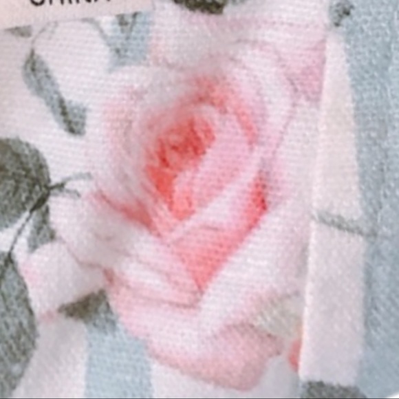 For Love & Lemons x Free People XS 0/2 Ivory Pink Floral Stripe Puff Sleeve Midi - Picture 4 of 15